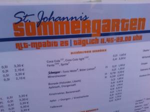 Bierpreise oben links...